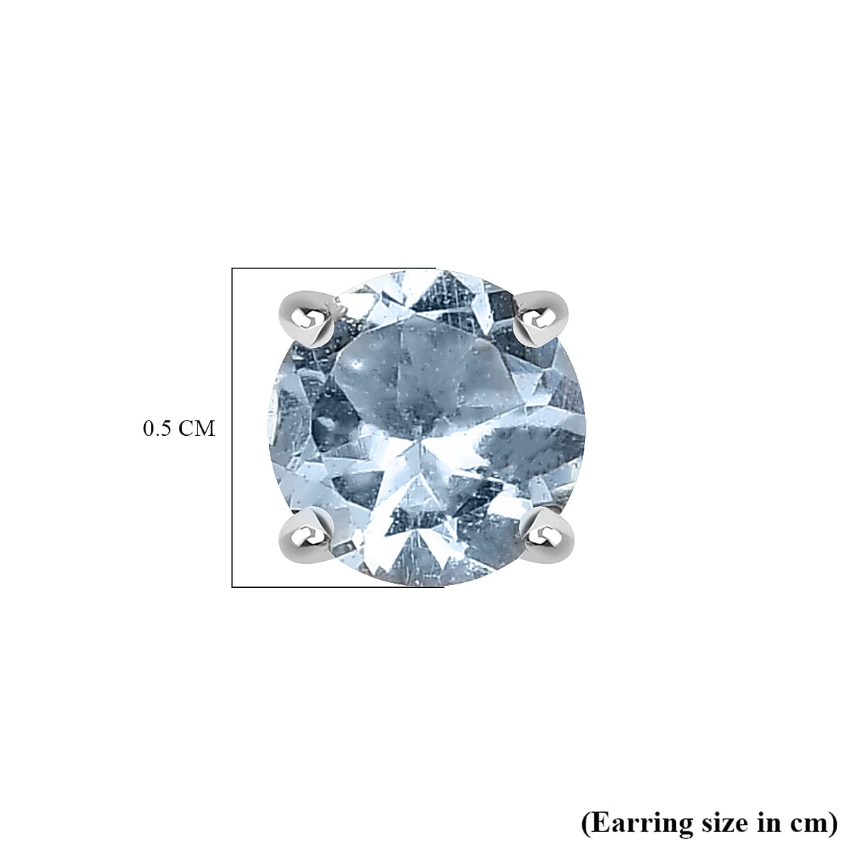 Aquamarine Earring with Screw Back in Rhodium Overlay Sterling Silver