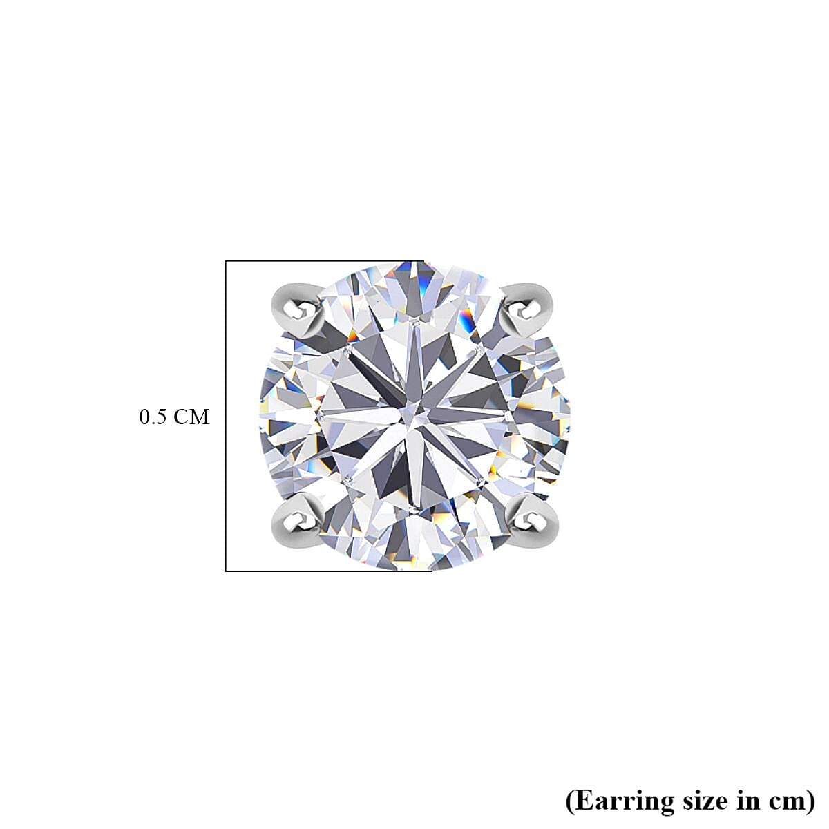 Moissanite Earring with Screw Back in Rhodium Overlay Sterling Silver