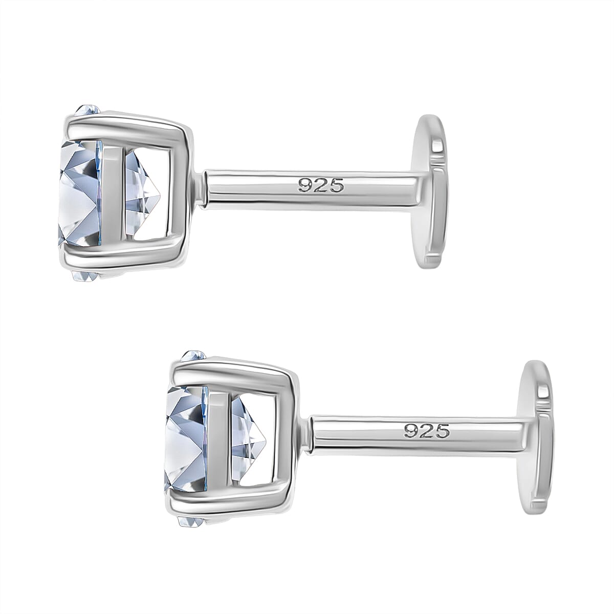 Moissanite Earring with Screw Back in Rhodium Overlay Sterling Silver