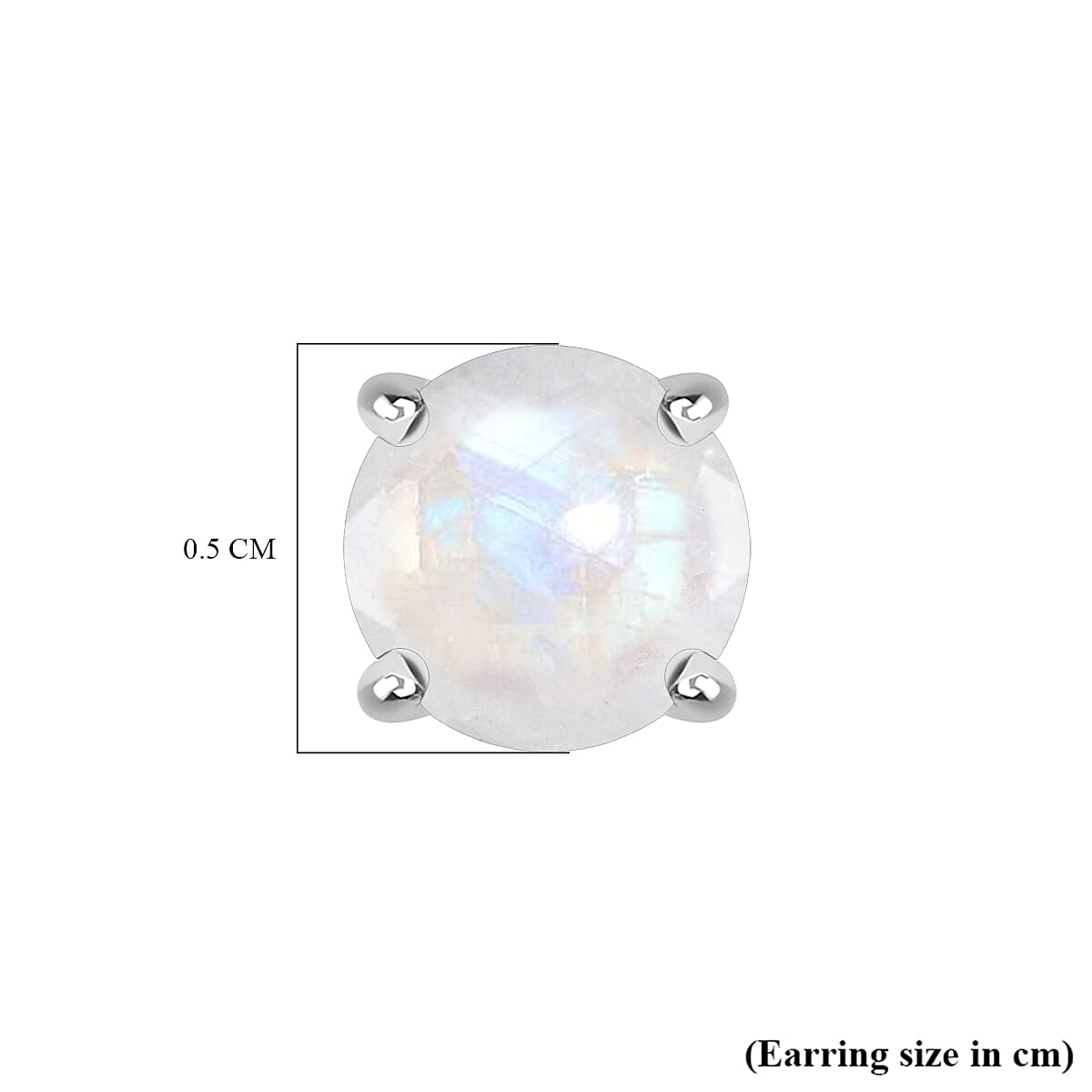 Rainbow Moonstone Earring with Screw Back in Rhodium Overlay Sterling Silver 1.04 Ct.