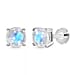 Poke Free Blue Topaz (5mm) November Birthstone Solitaire Stud Earring in Rhodium Overlay Sterling Silver