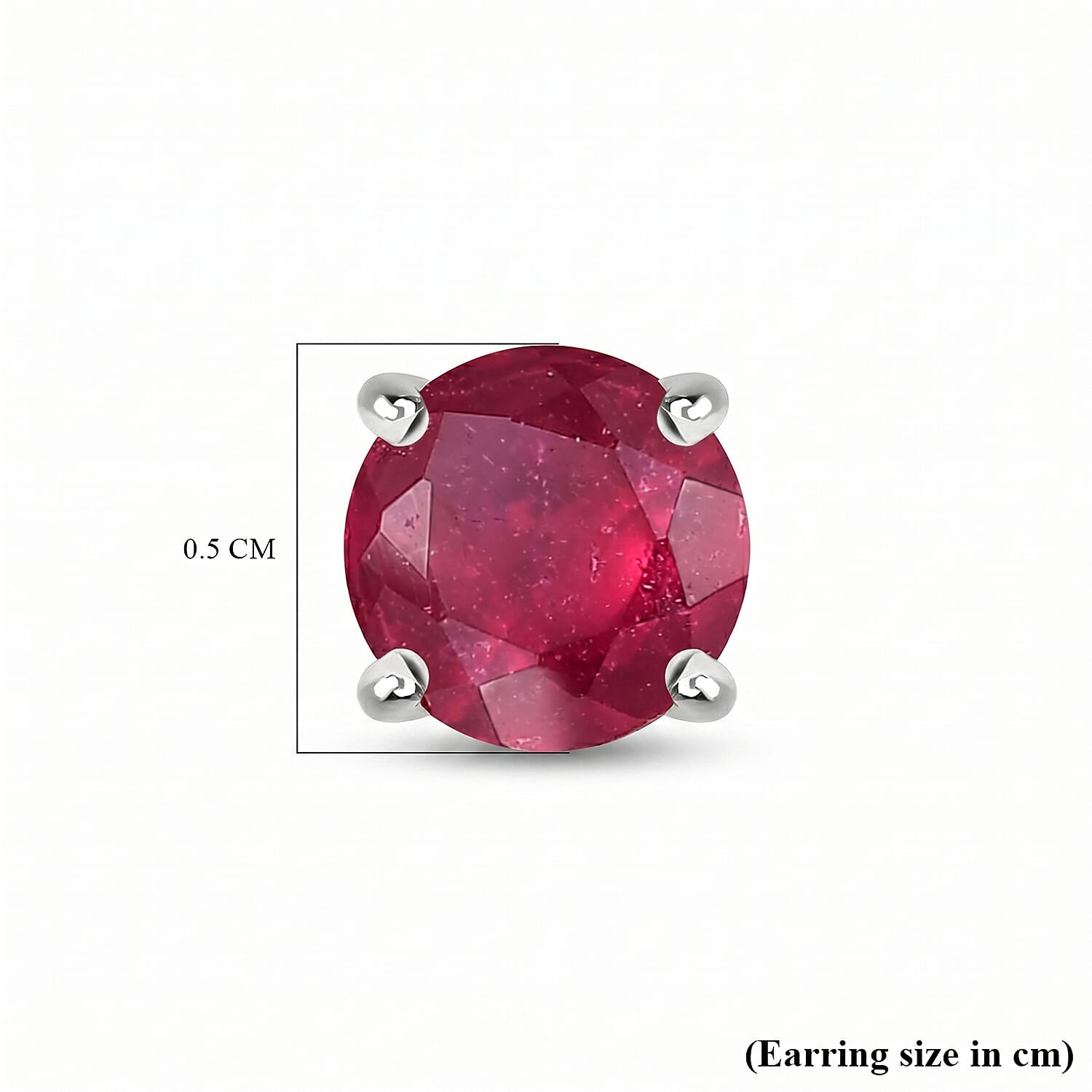 African Ruby Earring with Screw Back in Rhodium Overlay Sterling Silver 1.46 Ct.