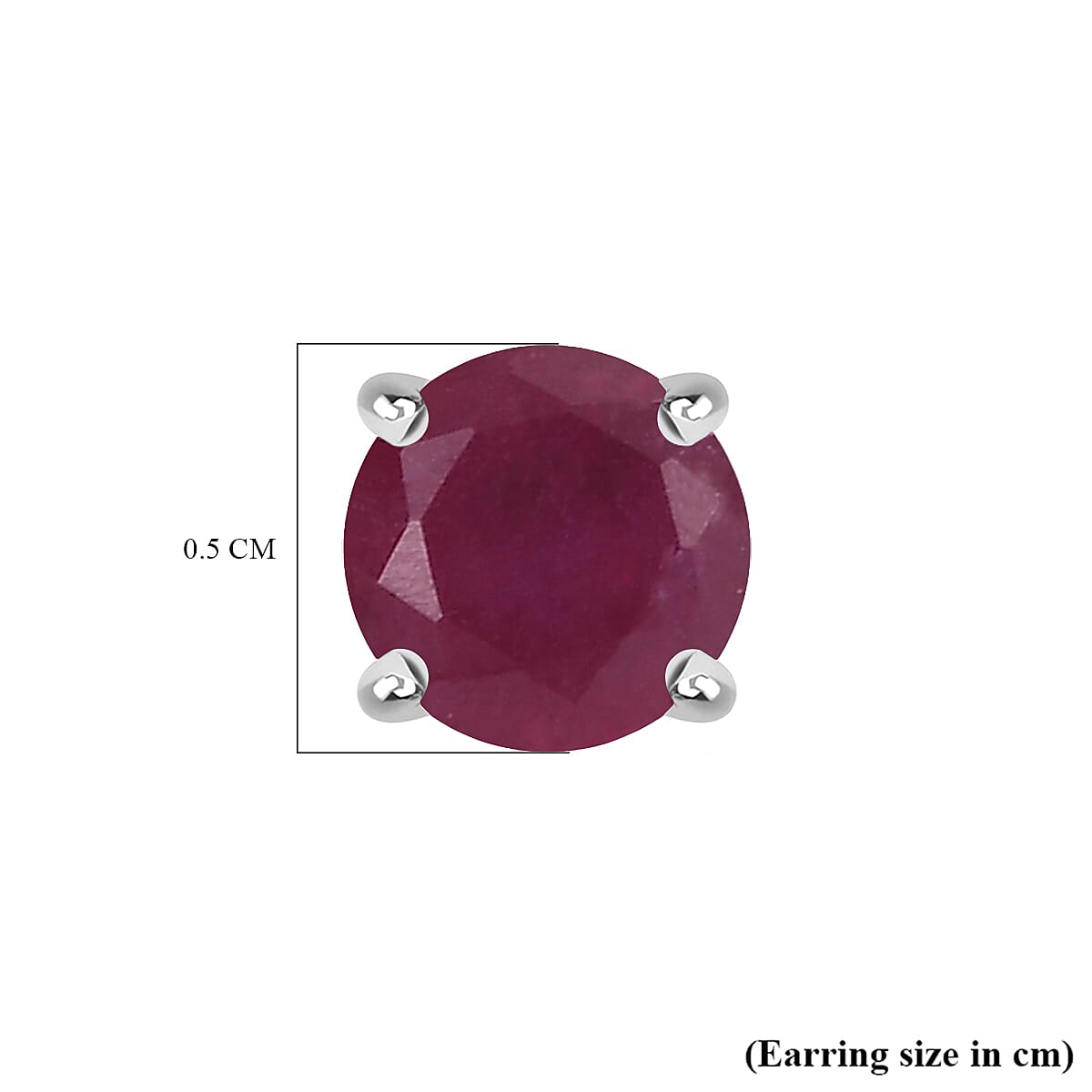 African Ruby Earring with Screw Back in Rhodium Overlay Sterling Silver 1.46 Ct.