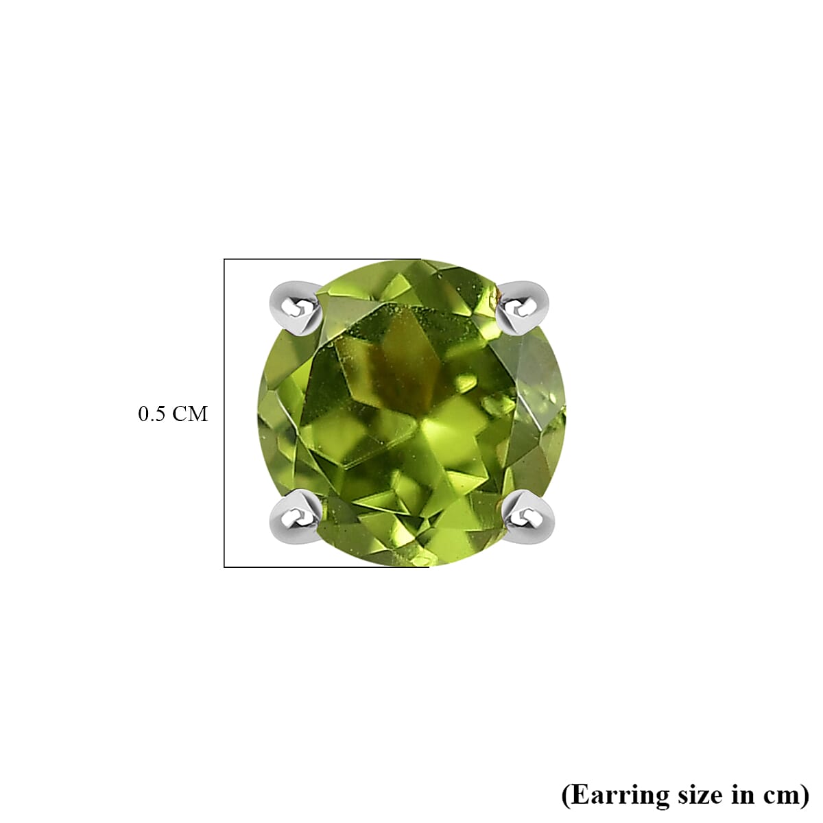 Peridot Earring with Screw Back in Rhodium Overlay Sterling Silver 1.06 Ct.