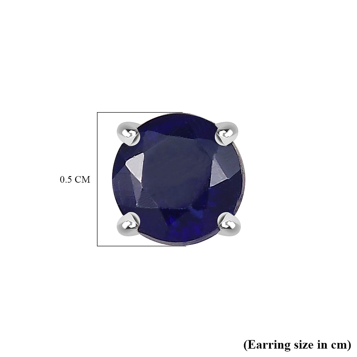 Fissure Filled Blue Sapphire Earring with Screw Back in Rhodium Overlay Sterling Silver 1.51 Ct.