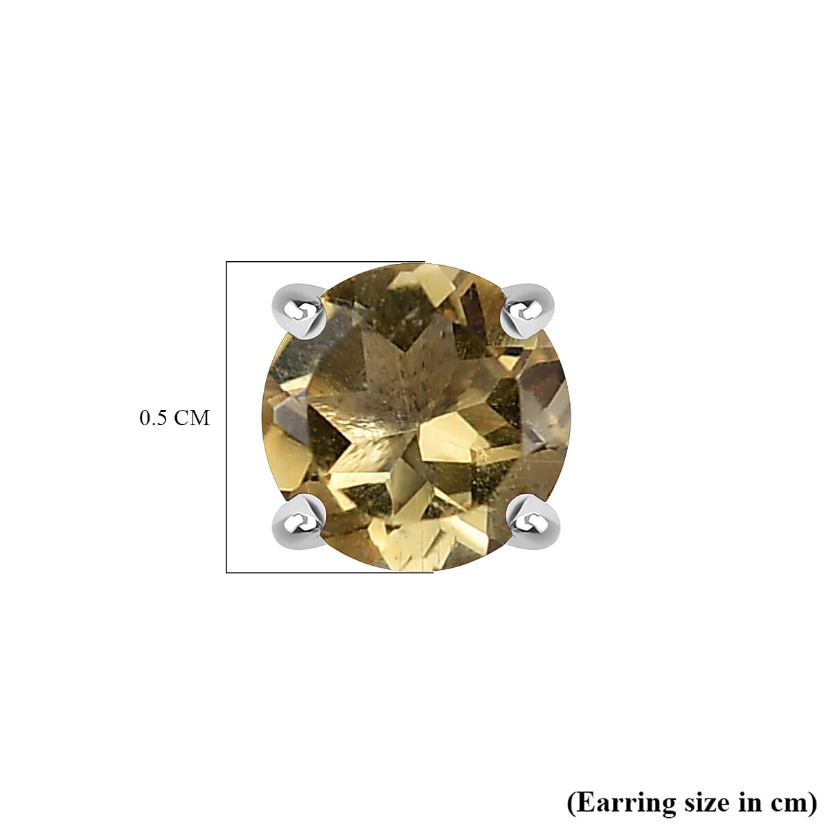 Citrine Earring with Screw Back in Rhodium Overlay Sterling Silver