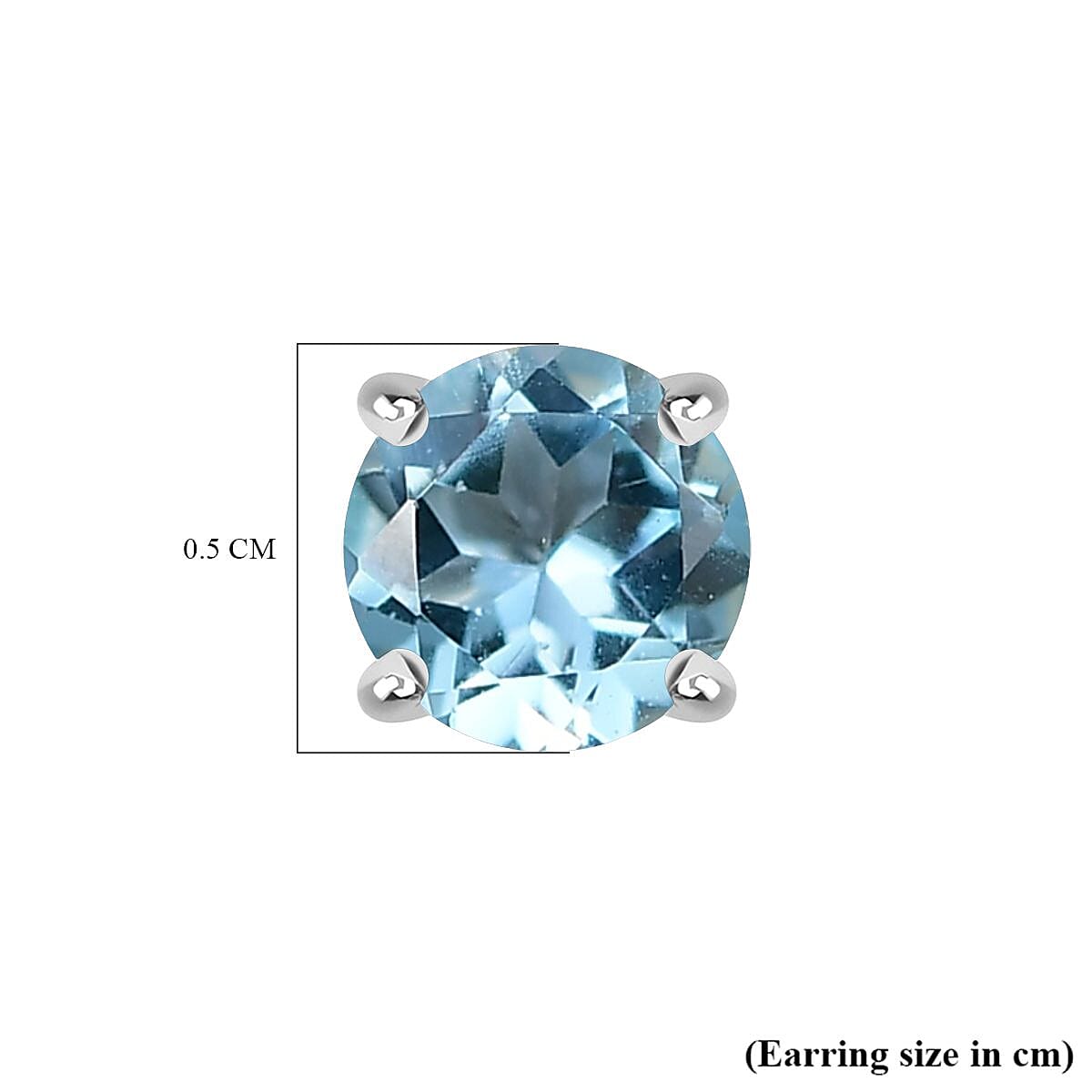 Blue Topaz Earring with Screw Back in Rhodium Overlay Sterling Silver 1.16 Ct.