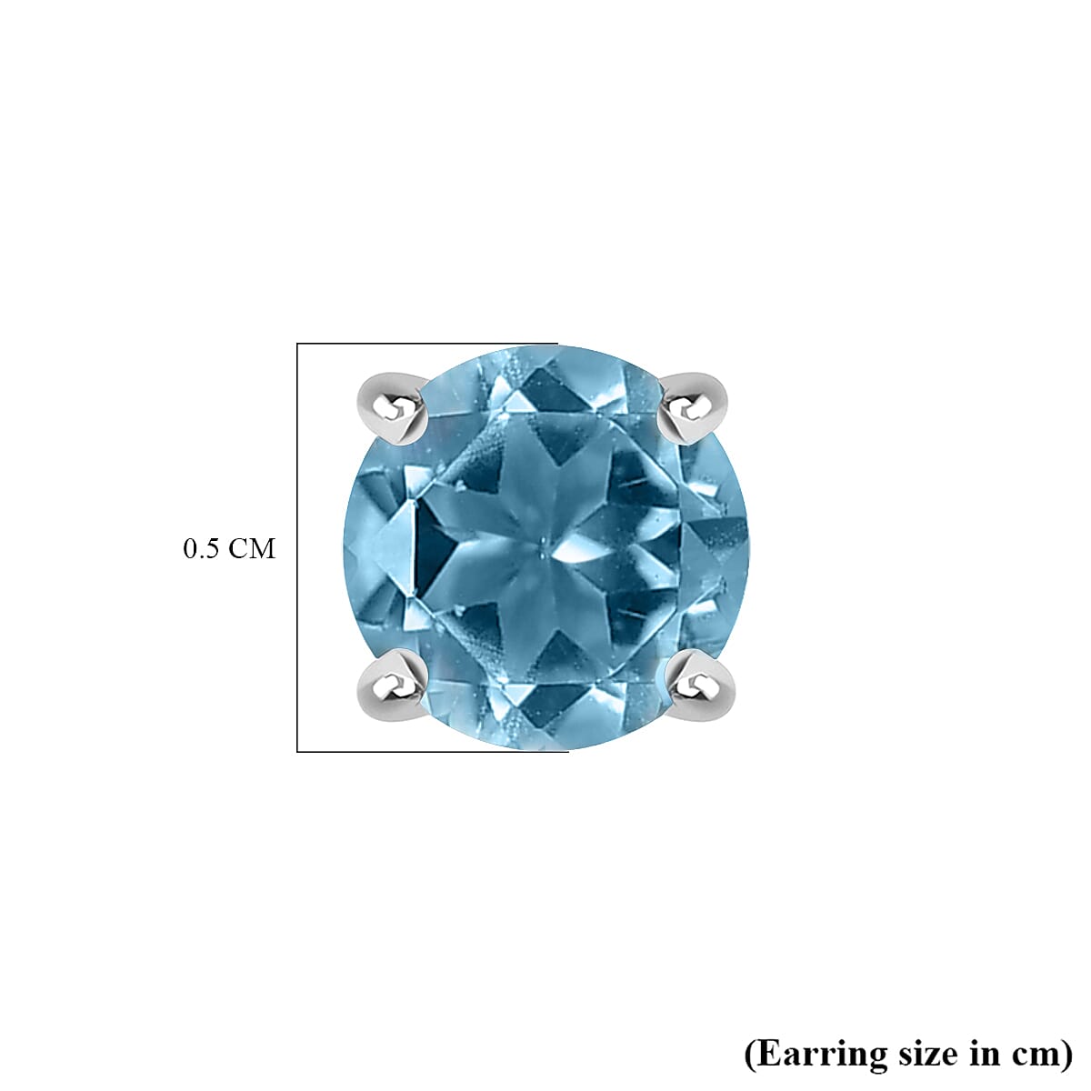 Blue Topaz Earring with Screw Back in Rhodium Overlay Sterling Silver 1.16 Ct.
