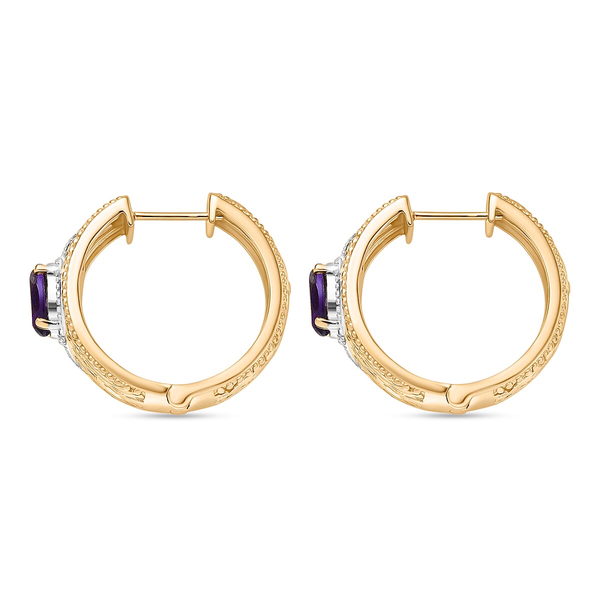 EverTrue African Amethyst Hoop Earring in Two Tone 3.42 Ct.