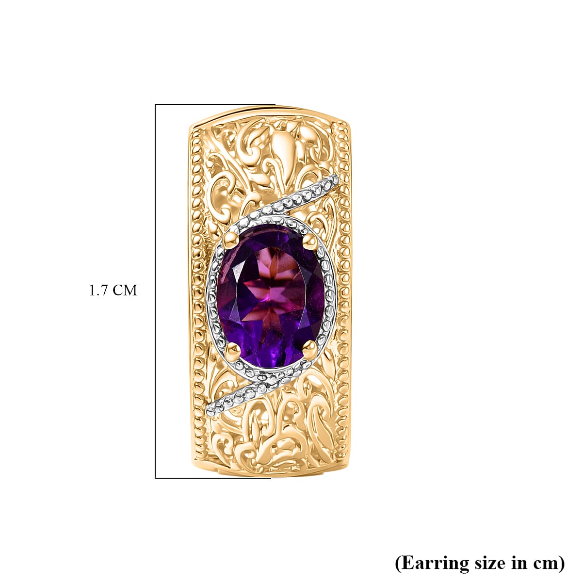 EverTrue African Amethyst Hoop Earring in Two Tone 3.42 Ct.