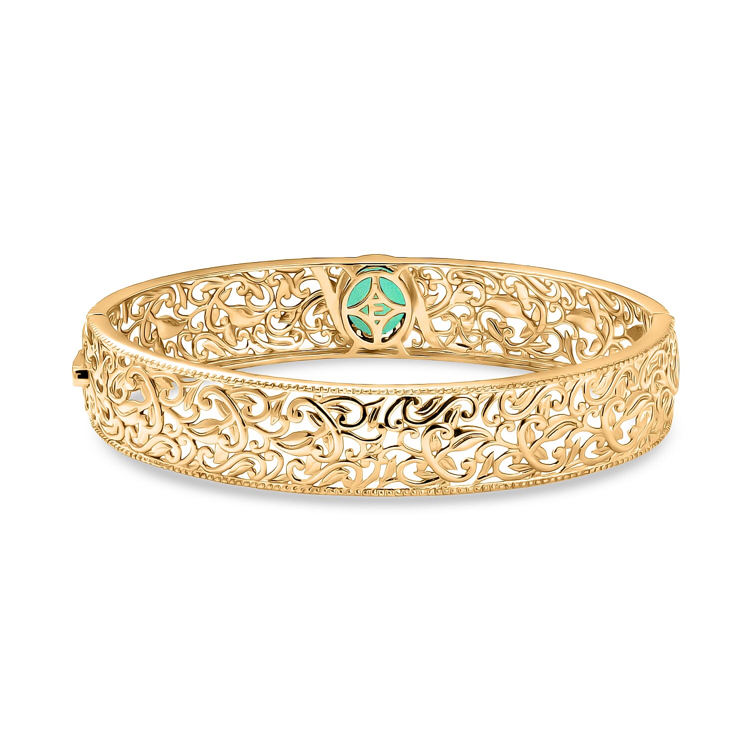 Close Out Deal- EverTrue Emeraldine Triplet Quartz Bangle (Size - 7.5) in Yellow Gold Tone 5.00  Ct.