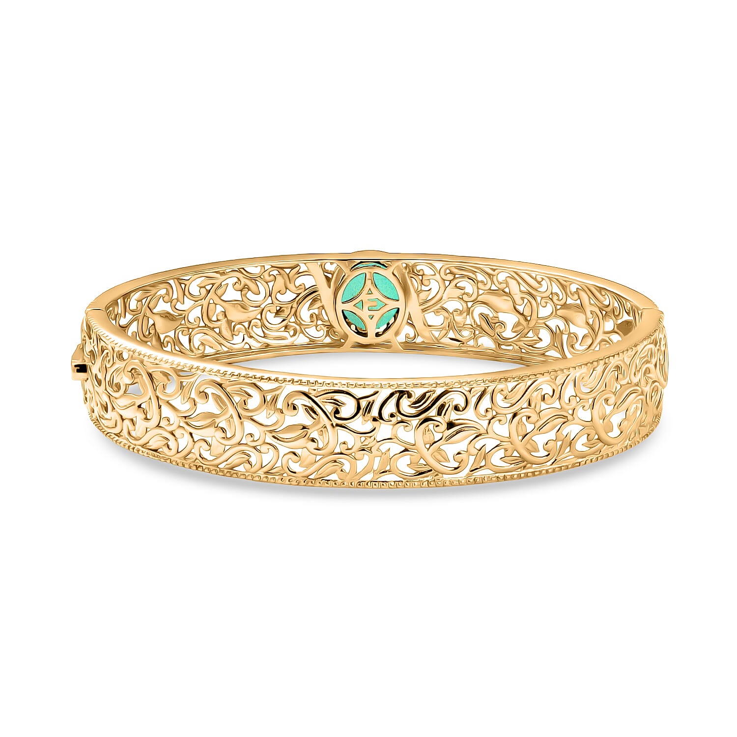 EverTrue Peacock Triplet Quartz Full Bangle (Size-7.5) in Yellow Gold Tone 5.36 Ct.