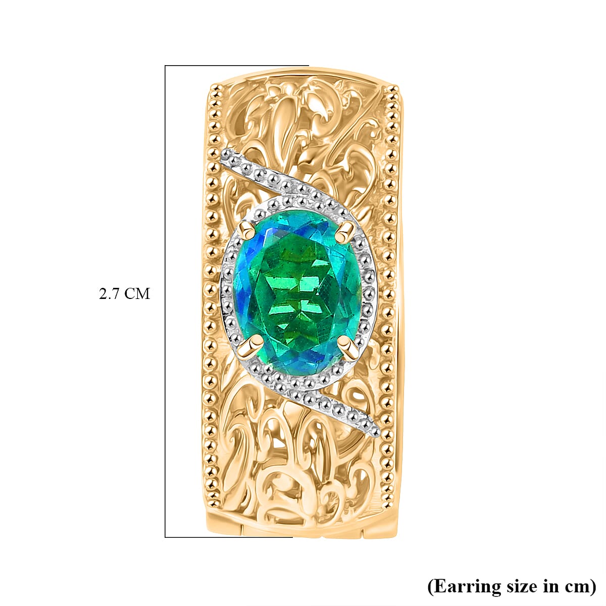 EverTrue Peacock Triplet Quartz Hoop Earrings in Two Tone 4.08 Ct.