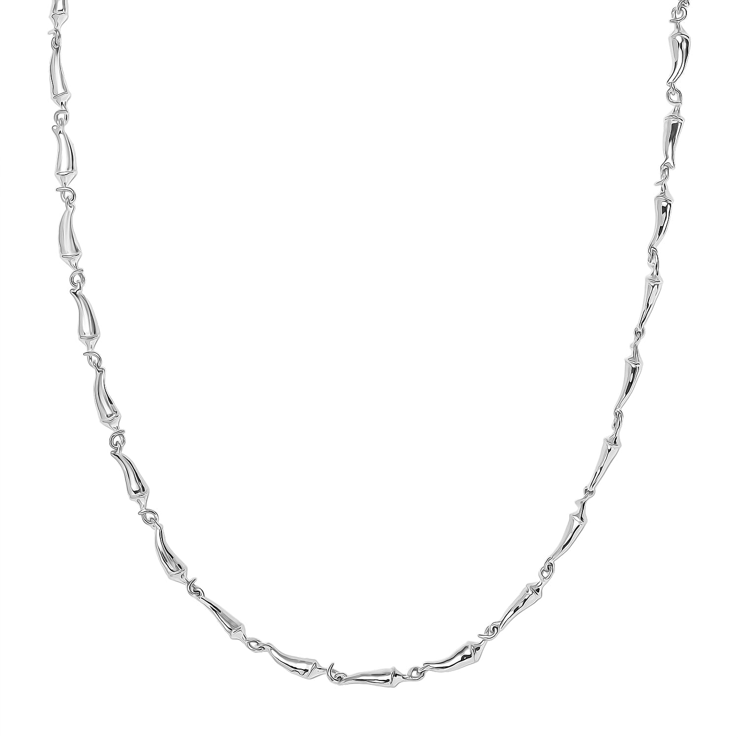 GP - Chilli Pepper Collection Blue Sapphire Necklace (Size 20) with Lobster Clasp in Rhodium Overlay Sterling Silver, Silver Wt. 15.00 Gms.