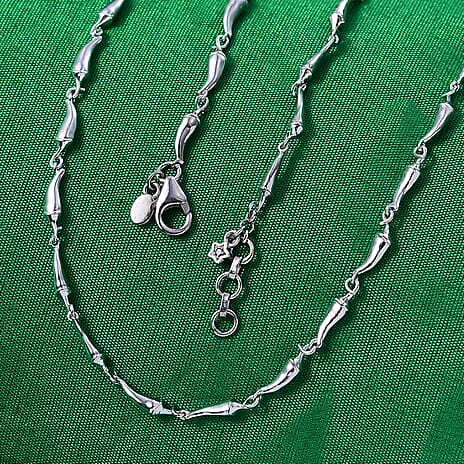 GP - Chilli Pepper Collection Blue Sapphire Necklace (Size 20) with Lobster Clasp in Rhodium Overlay Sterling Silver, Silver Wt. 15.00 Gms.