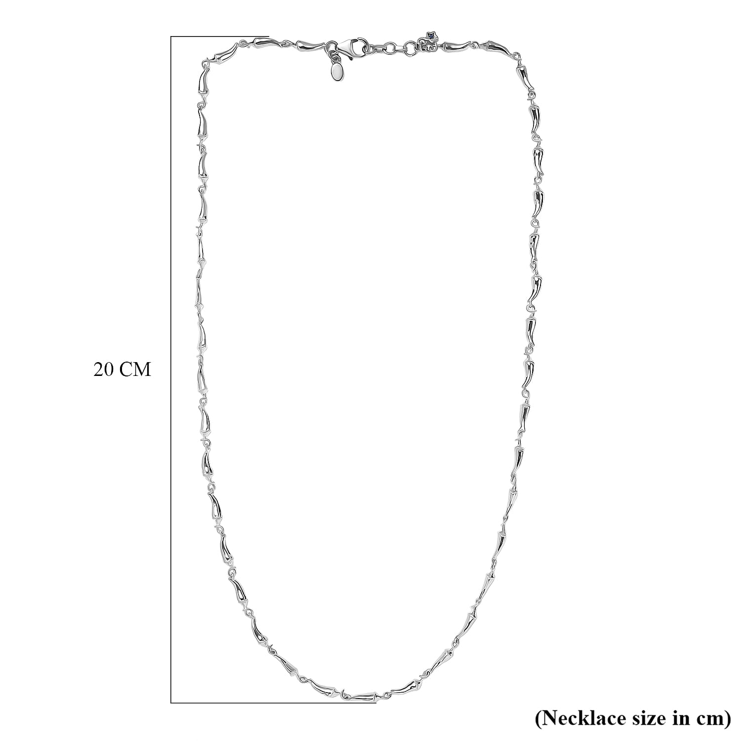 GP - Chilli Pepper Collection Blue Sapphire Necklace (Size 20) with Lobster Clasp in Rhodium Overlay Sterling Silver, Silver Wt. 15.00 Gms.