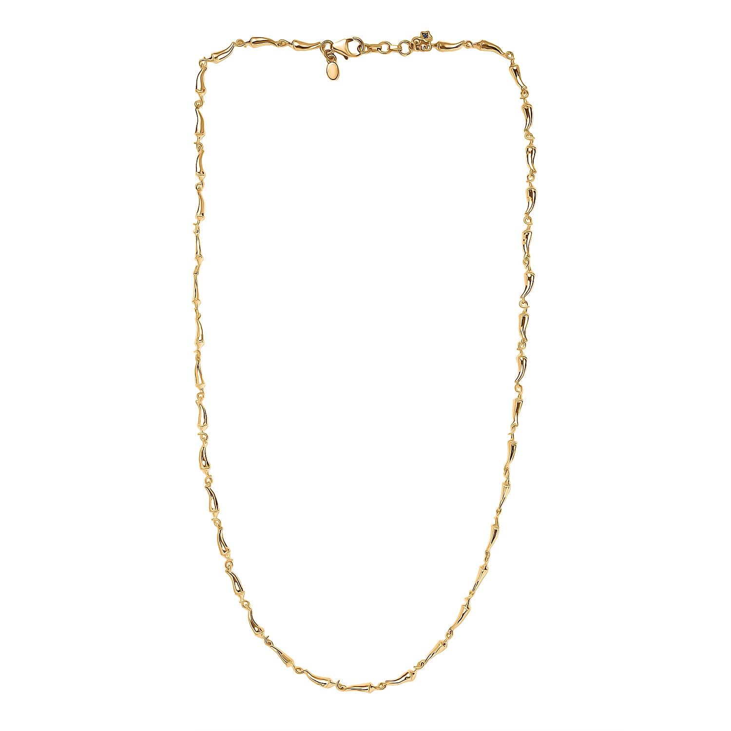 GP - Chilli Pepper Collection Blue Sapphire Necklace (Size 20) with Lobster Clasp in 18K Vermeil Yellow Gold Plated Sterling Silver, Silver Wt. 15.00 Gms.