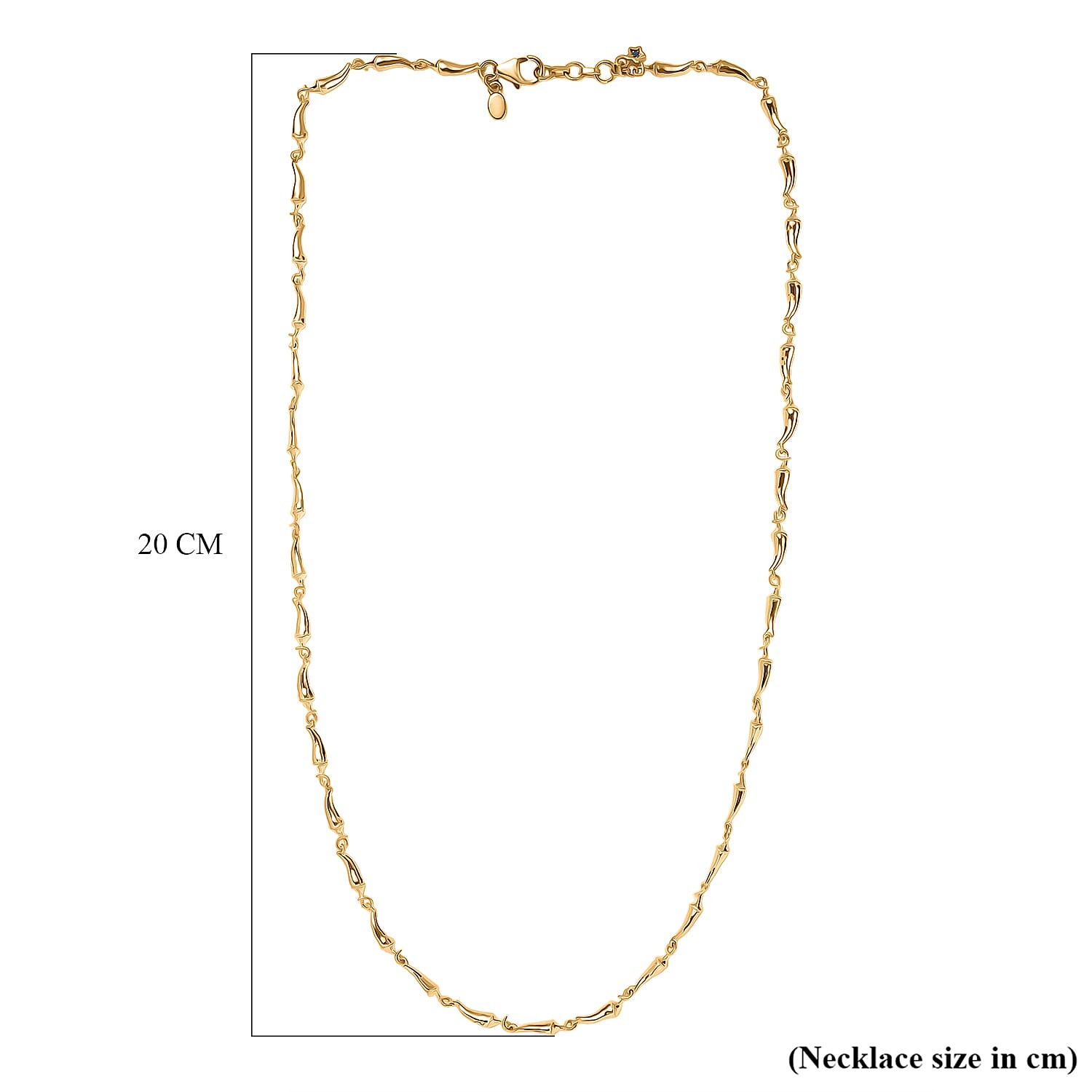 GP - Chilli Pepper Collection Blue Sapphire Necklace (Size 20) with Lobster Clasp in 18K Vermeil Yellow Gold Plated Sterling Silver, Silver Wt. 15.00 Gms.