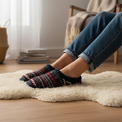 Dunlop Mens Truman Fair Isle Knit Mule Slippers Slipper (Size 10) - Navy & Red