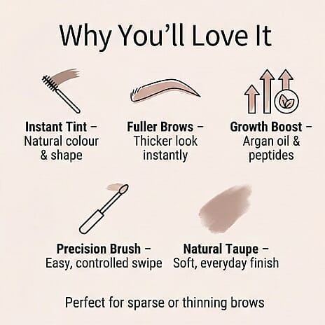 Douvalls Argan Brow Tinted Growth Serum - Taupe