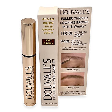 Douvalls Argan Brow Tinted Growth Serum - Soft Brown