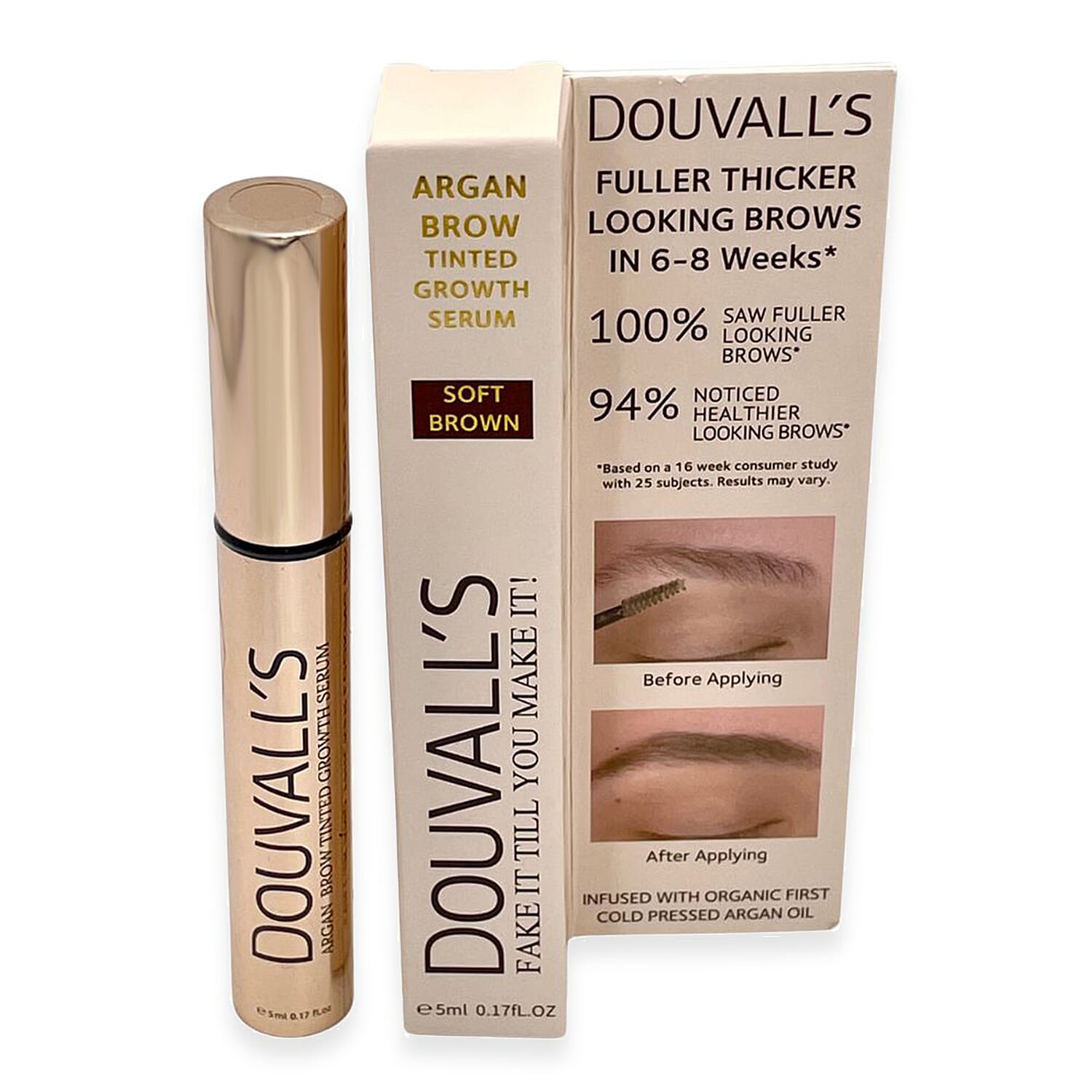Douvalls Argan Brow Tinted Growth Serum - Soft Brown