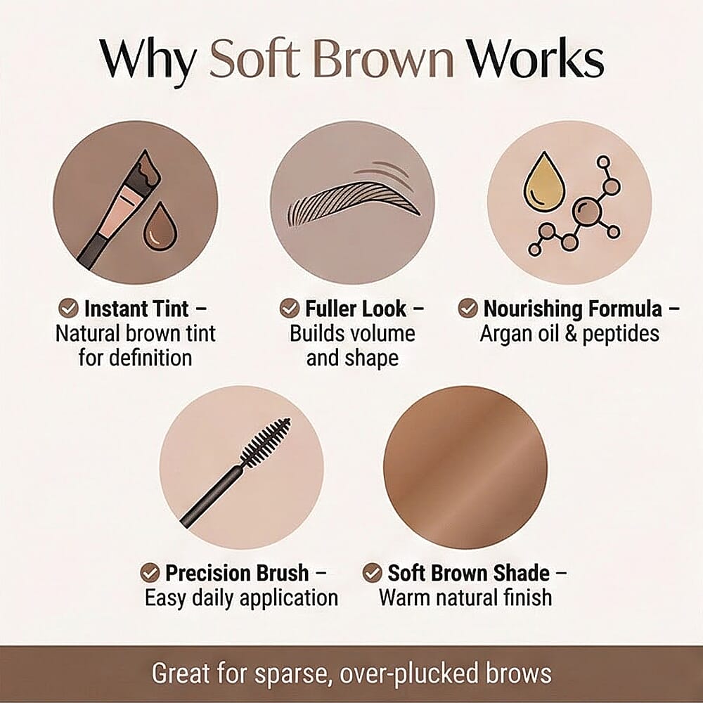 Douvalls Argan Brow Tinted Growth Serum - Soft Brown