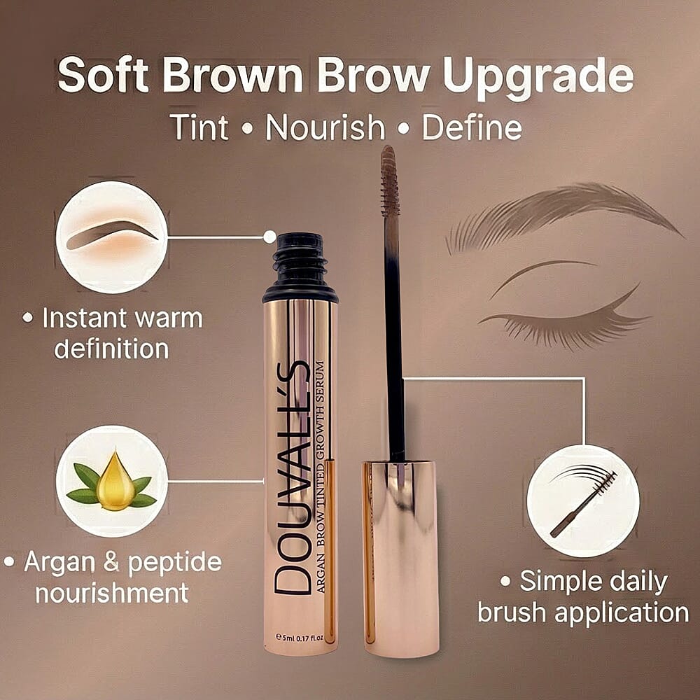 Douvalls Argan Brow Tinted Growth Serum - Dark Brown