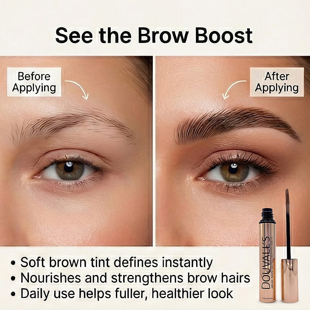 Douvalls Argan Brow Tinted Growth Serum - Dark Brown