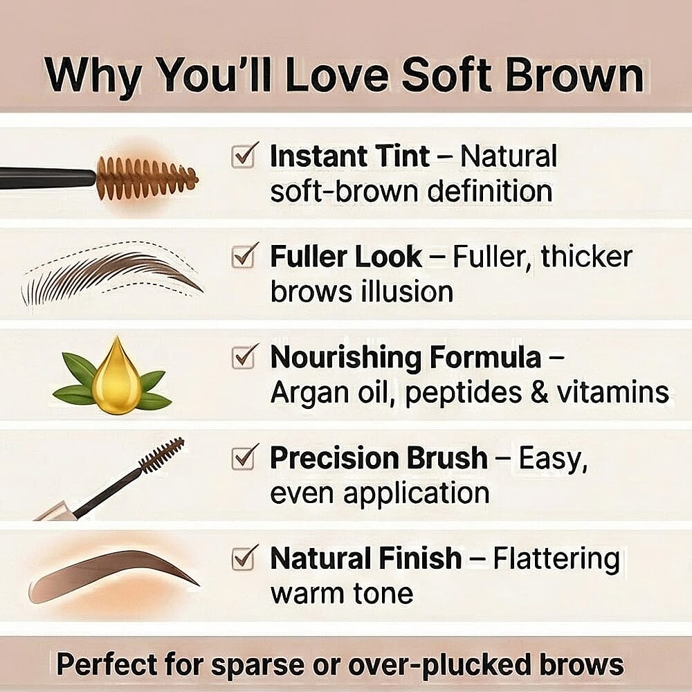 Douvalls Argan Brow Tinted Growth Serum - Dark Brown