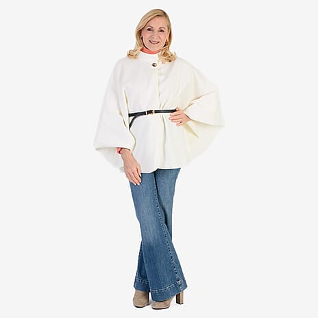 Pure And Natural Classic Cape With Belt (One Size) - Ivory