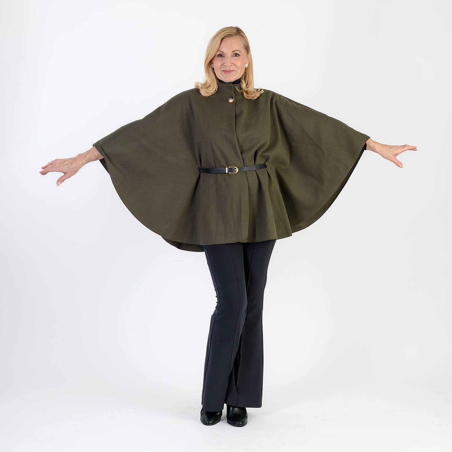 Pure And Natural Classic Cape With Belt (One Size) - Khaki