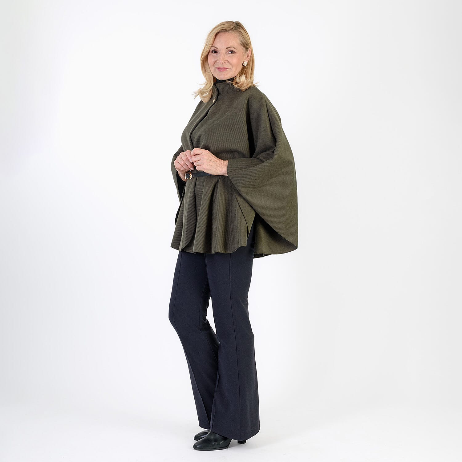Pure And Natural Classic Cape With Belt (One Size) - Khaki