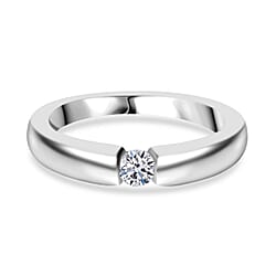 Moissanite Ring in Tension Setting in Sterling Silver