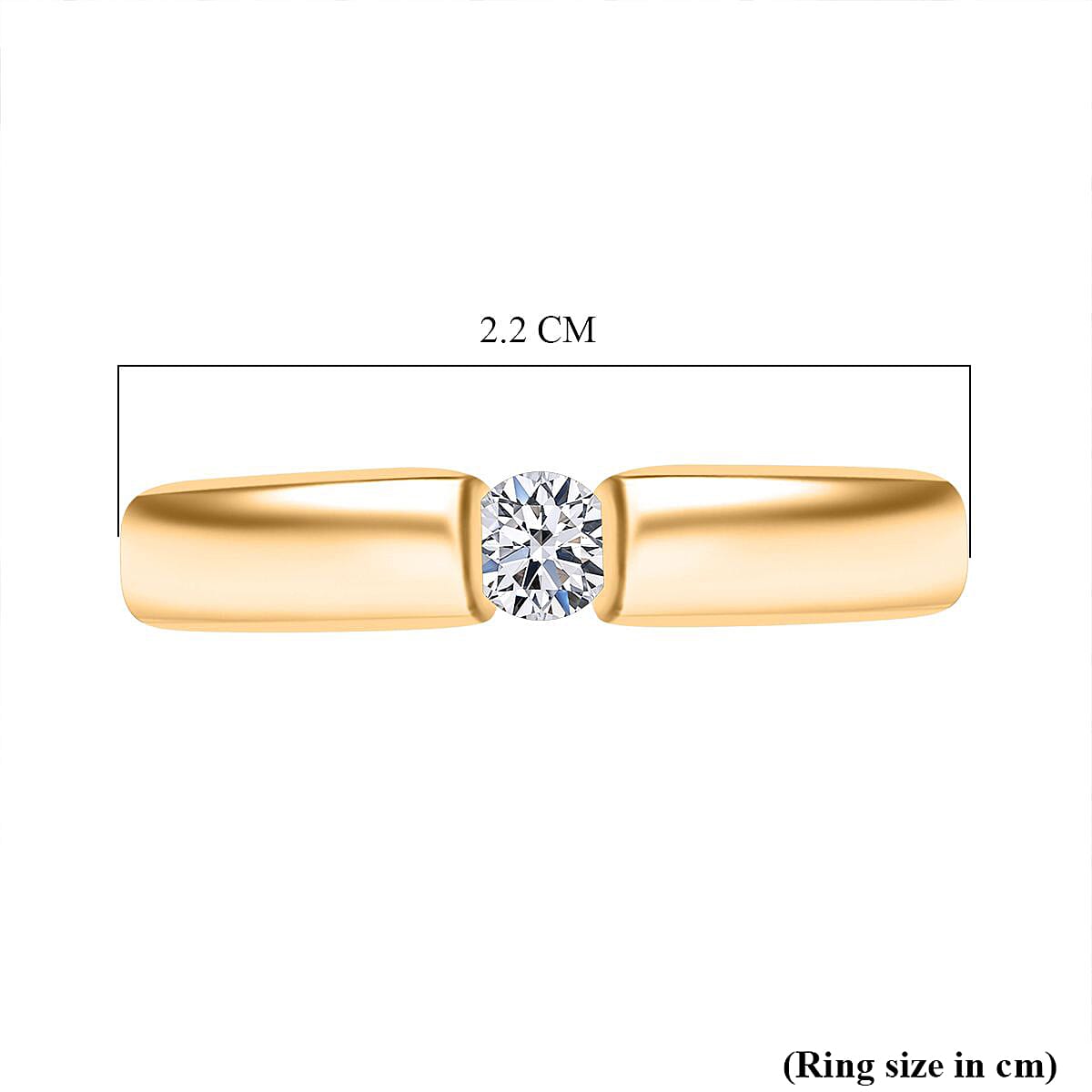 Moissanite Tension Setting Ring in Yellow Gold Plated Sterling Silver