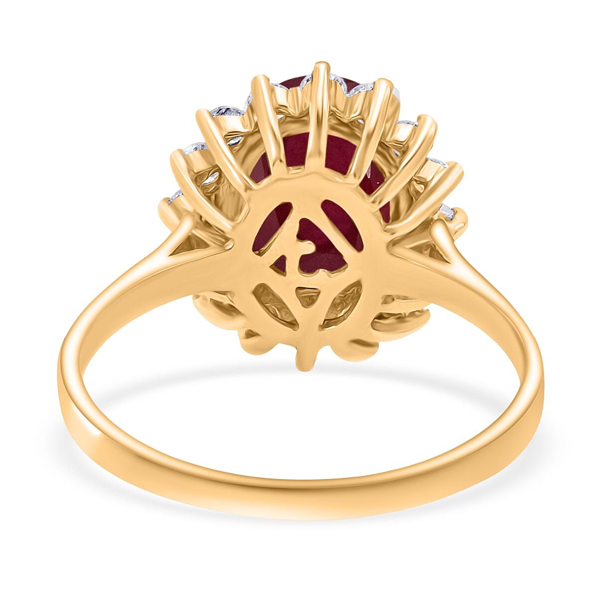OTO - Luxuriant African Ruby & Lab Grown Diamond Ring in 18K Vermeil Yellow Gold Plated Sterling Silver 5.37 Ct.