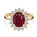 LUXURIANT Natural African Ruby, Lab Grown Diamond Halo Ring