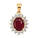 LUXURIANT 4.7 Ct. Natural African Ruby, Lab Grown Diamond Halo Ring in 18K Vermeil Yellow Gold Plated Sterling Silver