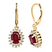 LUXURIANT 5 Ct. Natural African Ruby, Lab Grown Diamond Halo Earrings with Lever Back in 18K Vermeil Yellow Gold Plated Sterling Silver (SI-GH)