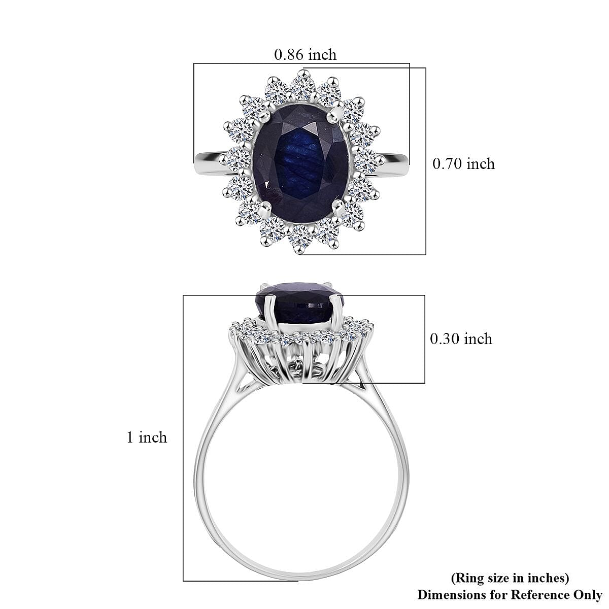 Luxuriant Masoala Sapphire & Lab Grown Diamond Ring in Rhodium Overlay Sterling Silver 5.36 Ct.