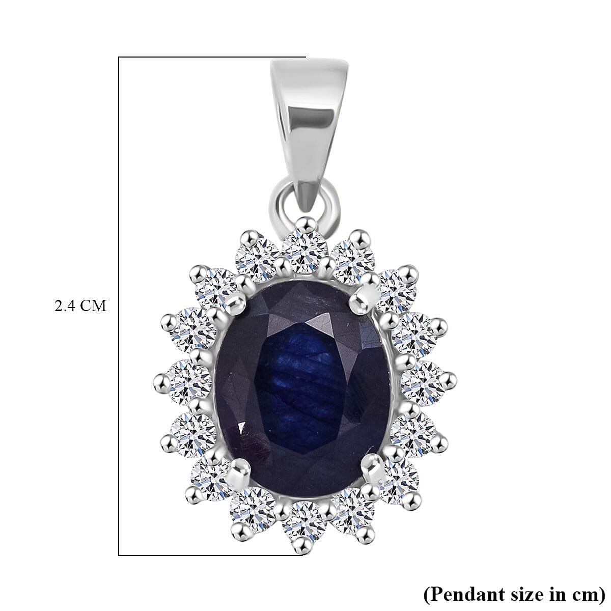 Luxuriant Masoala Sapphire & Lab Grown Diamond Pendant in Rhodium Overlay Sterling Silver 5.08 Ct.