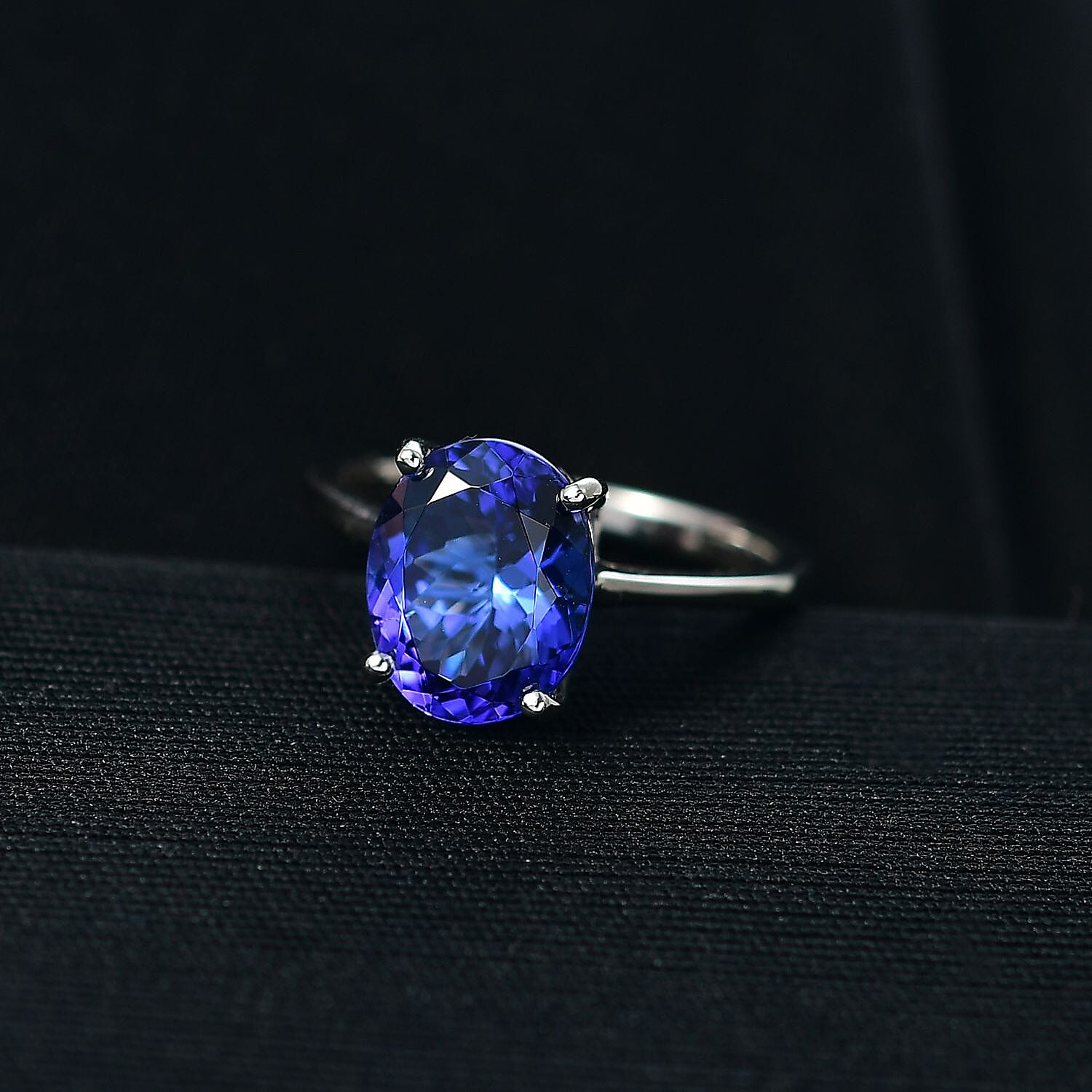 Rhapsody 950 Platinum AAAA Tanzanite Solitaire Ring 4.12 Ct, Platinum Wt. 4.08 Gms.