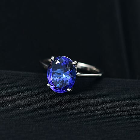 Rhapsody 950 Platinum AAAA Tanzanite Solitaire Ring 4.12 Ct, Platinum Wt. 4.08 Gms.