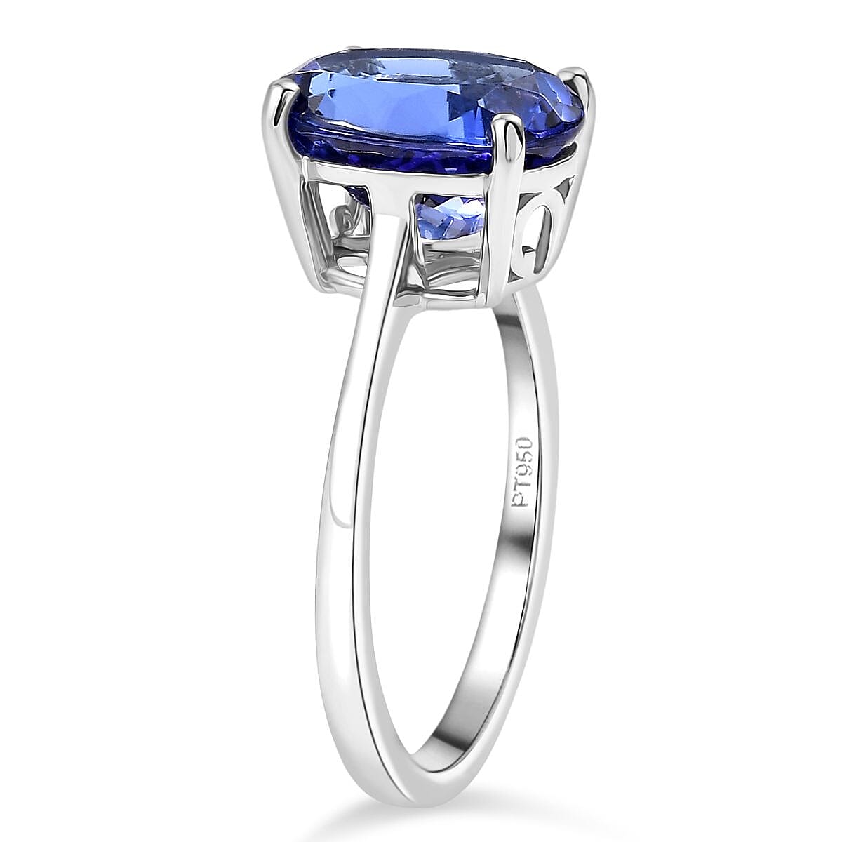 Rhapsody 950 Platinum AAAA Tanzanite Solitaire Ring 4.12 Ct, Platinum Wt. 4.08 Gms.