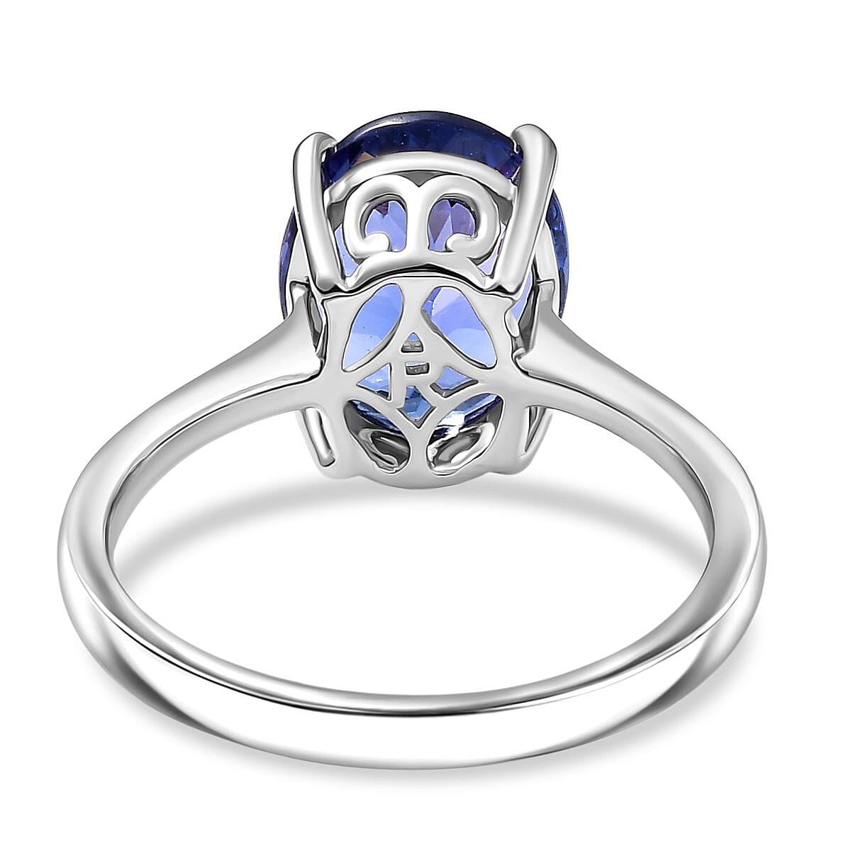 Rhapsody 950 Platinum AAAA Tanzanite Solitaire Ring 4.12 Ct, Platinum Wt. 4.08 Gms.