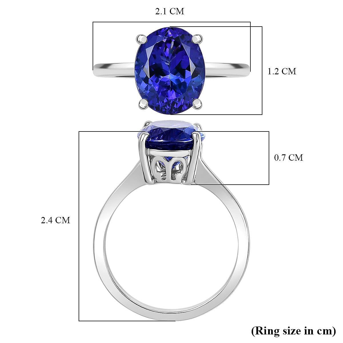 Rhapsody 950 Platinum AAAA Tanzanite Solitaire Ring 4.12 Ct, Platinum Wt. 4.08 Gms.