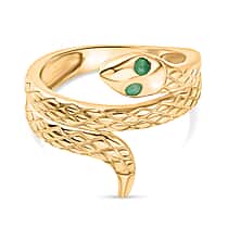 D'Joy Socoto Emerald Serpentine Ring in Yellow Gold Plated Sterling Silver