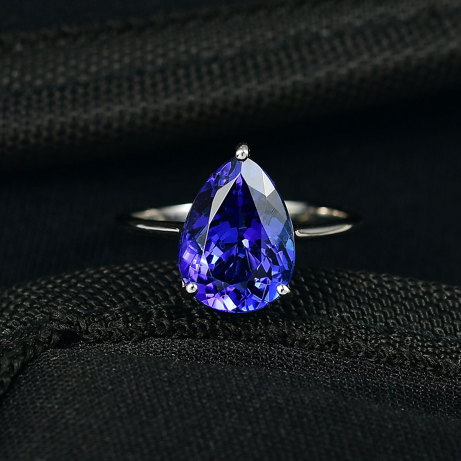 Rhapsody 950 Platinum AAAA Tanzanite Solitaire Ring 4.52 Ct, Platinum Wt. 3.88 Gms.