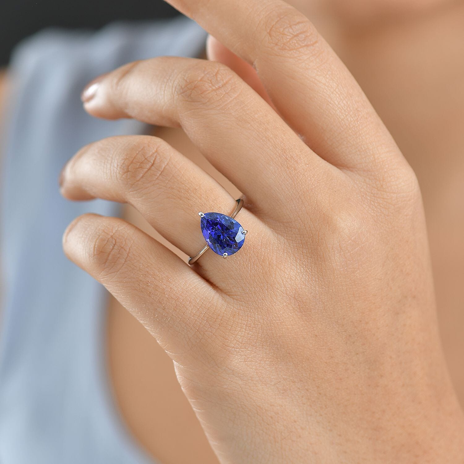 Rhapsody 950 Platinum AAAA Tanzanite Solitaire Ring 4.52 Ct, Platinum Wt. 3.88 Gms.