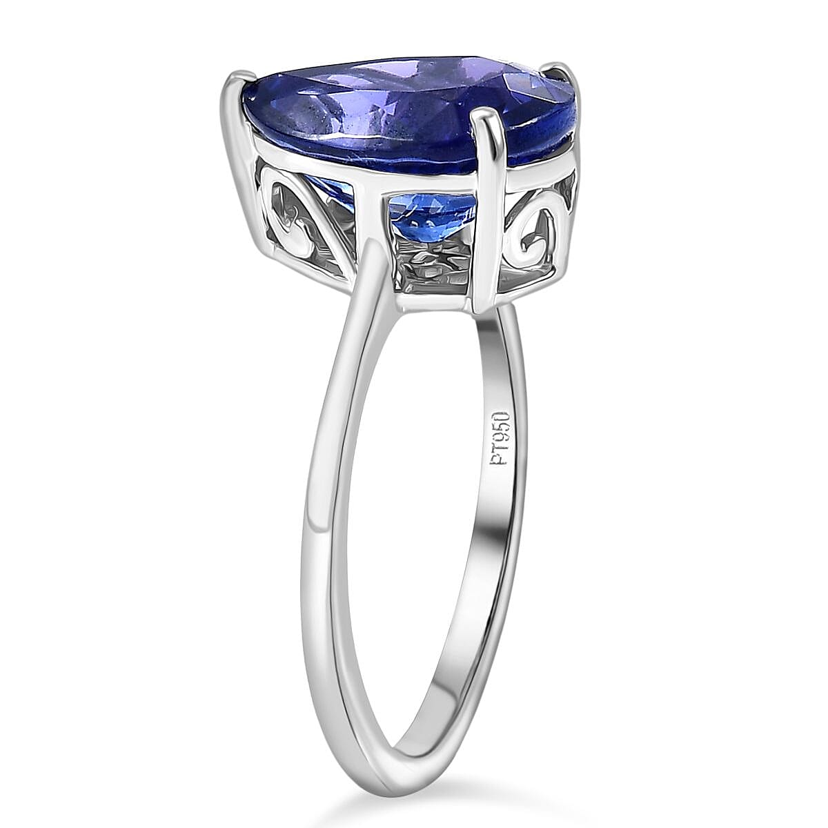 Rhapsody 950 Platinum AAAA Tanzanite Solitaire Ring 4.52 Ct, Platinum Wt. 3.88 Gms.